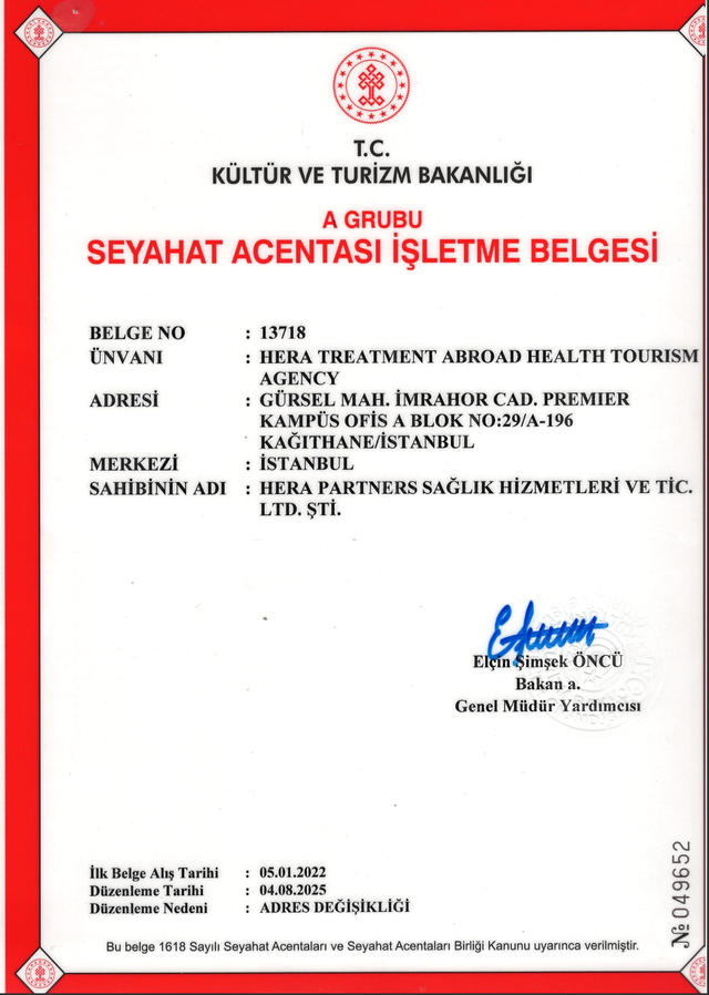 A Grubu Seyahat Acentesi İşletme Lisansı - TÜRSAB Certificate
